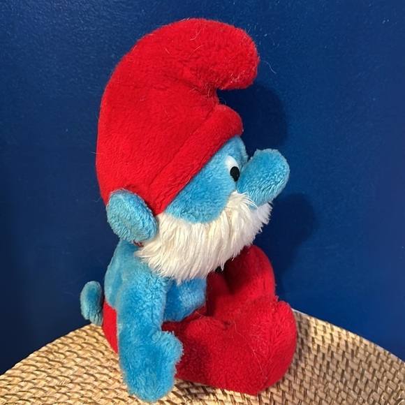 Vintage 1979 Peyo Blue Papa Smurf  11" Firm Plush Stuffed Figure Wallace Berrie - Picture 2 of 5